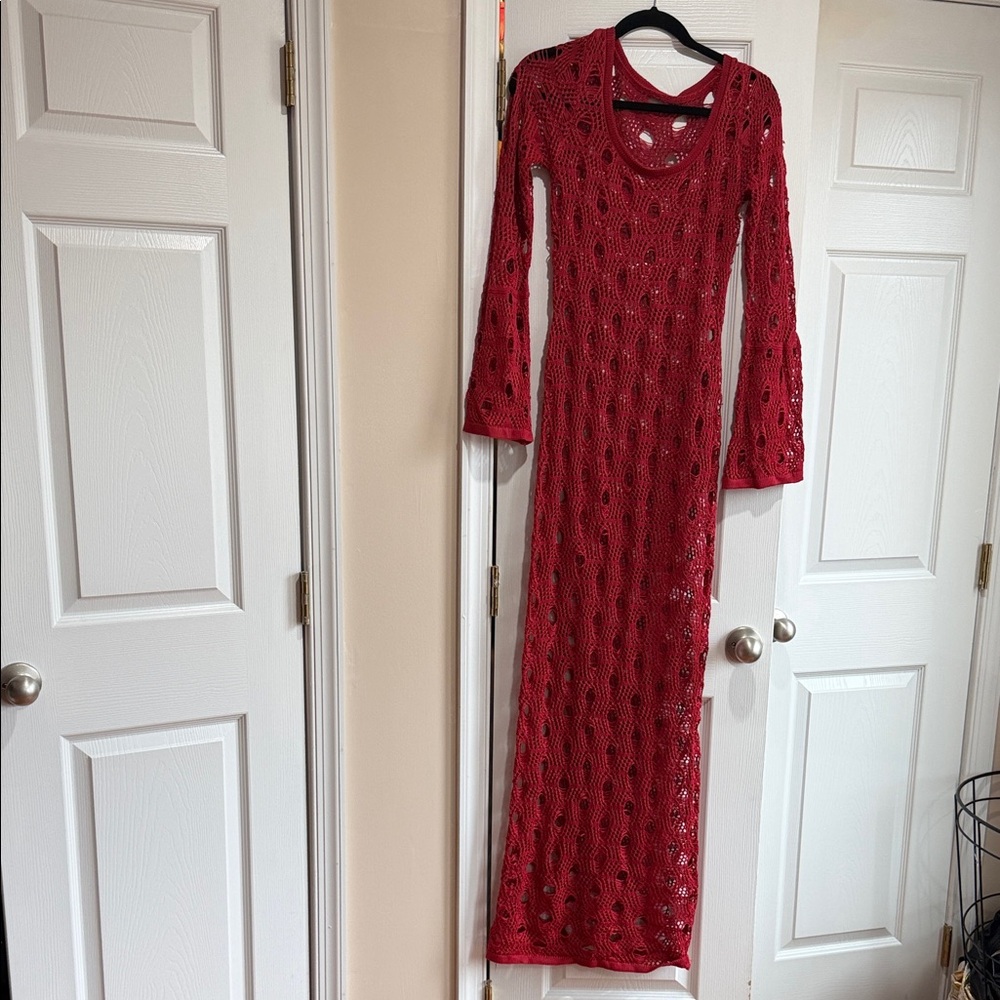 Women’s Red Crochet Maxi Dress